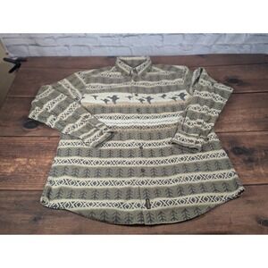 Woolrich Outdoorsman Shirt Duck Print Button Up Long Sleeve Mens L‎